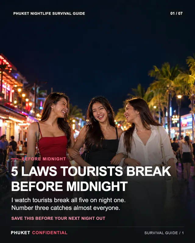 Slide 1: 5 laws tourists break before midnight I watch tourists break all five on night one. Number three catches almost everyone.