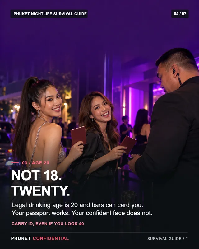 Slide 4: Not 18. Twenty. Legal drinking age is 20 and bars can card you. Your passport works. Your confident face does not.