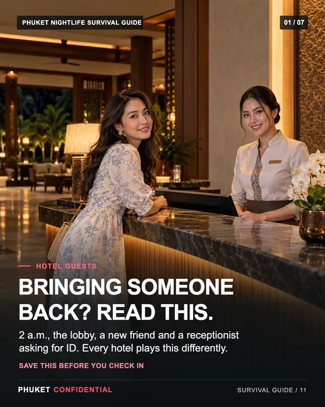 Slide 1: Bringing someone back? Read this. 2 a.m., the lobby, a new friend and a receptionist asking for ID. Every hotel plays this differently.