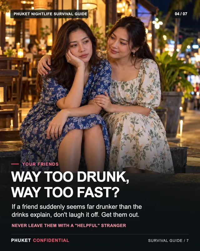 Slide 4: Way too drunk, way too fast? If a friend suddenly seems far drunker than the drinks explain, don't laugh it off. Get them out.